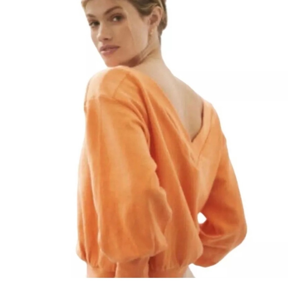 Maeve by Anthropologie Crewneck S Cropped Open Back Long Sleeve Sweatshirt